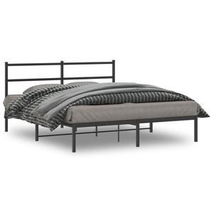 vidaXL, vidaXL Bettgestell mit Kopfteil Metall Schwarz 160x200 cm