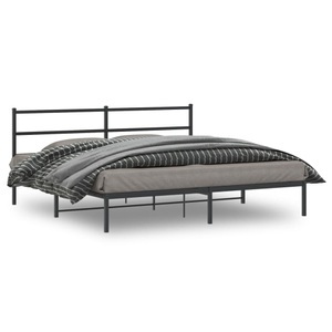 vidaXL, vidaXL Bettgestell mit Kopfteil Metall Schwarz 200x200 cm, vidaXL Bettgestell mit Kopfteil Metall Schwarz 200x200 cm
