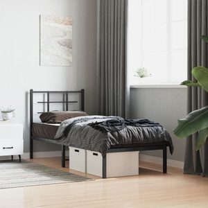 vidaXL, vidaXL Bettgestell mit Kopfteil Metall Schwarz 75x190 cm, vidaXL Bettgestell mit Kopfteil Metall Schwarz 75x190 cm