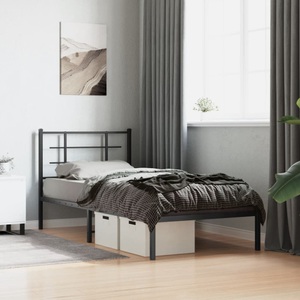 vidaXL, vidaXL Bettgestell mit Kopfteil Metall Schwarz 90x190 cm