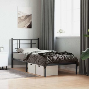 vidaXL, vidaXL Bettgestell mit Kopfteil Metall Schwarz 90x200 cm