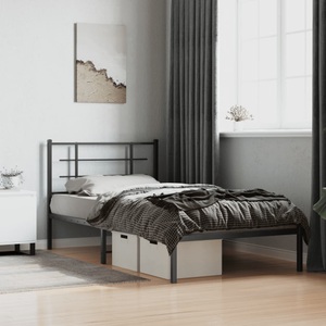 vidaXL, vidaXL Bettgestell mit Kopfteil Metall Schwarz 107x203 cm