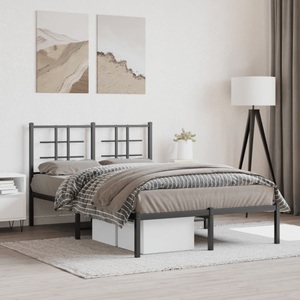 vidaXL, vidaXL Bettgestell mit Kopfteil Metall Schwarz 120x190 cm
