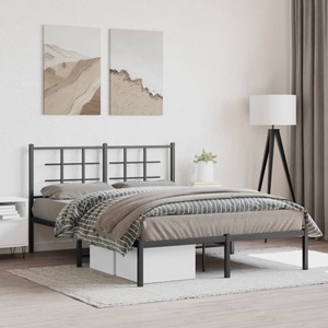vidaXL, vidaXL Bettgestell mit Kopfteil Metall Schwarz 140x190 cm