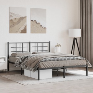 vidaXL, vidaXL Bettgestell mit Kopfteil Metall Schwarz 160x200 cm