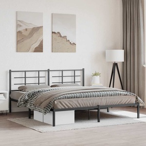 vidaXL, vidaXL Bettgestell mit Kopfteil Metall Schwarz 180x200 cm