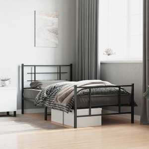 vidaXL, vidaXL Bettgestell mit Kopf- und Fußteil Metall Schwarz 100x190 cm