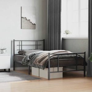 vidaXL, vidaXL Bettgestell mit Kopf- und Fußteil Metall Schwarz 107x203 cm