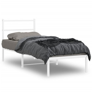 vidaXL, vidaXL Bettgestell mit Kopfteil Metall Weiß 80x200 cm