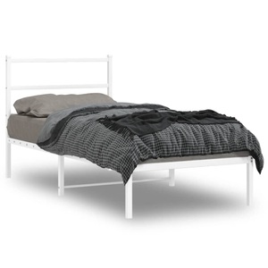 vidaXL, vidaXL Bettgestell mit Kopfteil Metall Weiß 90x190 cm