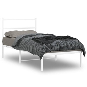 vidaXL, vidaXL Bettgestell mit Kopfteil Metall Weiß 90x200 cm