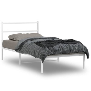 vidaXL, vidaXL Bettgestell mit Kopfteil Metall Weiß 107x203 cm
