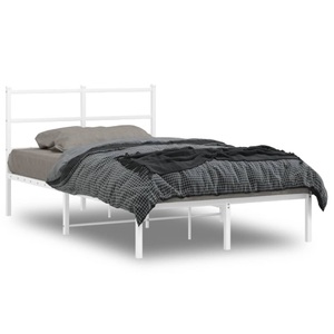 vidaXL, vidaXL Bettgestell mit Kopfteil Metall Weiß 120x190 cm