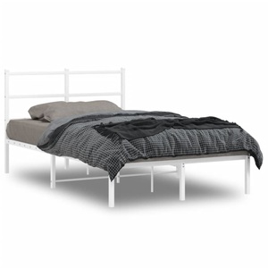 vidaXL, vidaXL Bettgestell mit Kopfteil Metall Weiß 120x200 cm