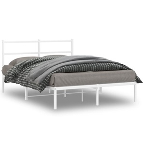 vidaXL, vidaXL Bettgestell mit Kopfteil Metall Weiß 140x190 cm