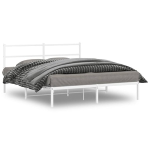 vidaXL, vidaXL Bettgestell mit Kopfteil Metall Weiß 150x200 cm
