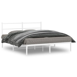vidaXL, vidaXL Bettgestell mit Kopfteil Metall Weiß 160x200 cm, vidaXL Bettgestell mit Kopfteil Metall Weiß 160x200 cm