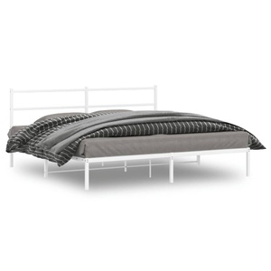vidaXL, vidaXL Bettgestell mit Kopfteil Metall Weiß 183x213 cm