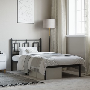 vidaXL, vidaXL Bettgestell mit Kopfteil Metall Schwarz 90x190 cm