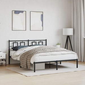 vidaXL, vidaXL Bettgestell mit Kopfteil Metall Schwarz 150x200 cm