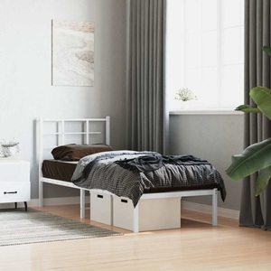 vidaXL, vidaXL Bettgestell mit Kopfteil Metall Weiß 80x200 cm