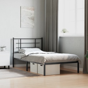 vidaXL, vidaXL Bettgestell mit Kopfteil Metall Weiß 100x190 cm