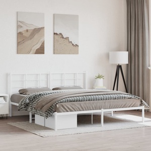 vidaXL, vidaXL Bettgestell mit Kopfteil Metall Weiß 183x213 cm