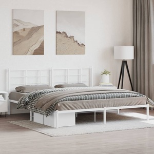 vidaXL, vidaXL Bettgestell mit Kopfteil Metall Weiß 200x200 cm