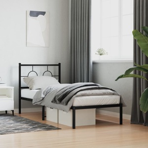 vidaXL, vidaXL Bettgestell mit Kopfteil Metall Schwarz 80x200 cm