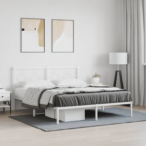vidaXL, vidaXL Bettgestell mit Kopfteil Metall Weiß 160x200 cm