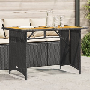 vidaXL, vidaXL Gartentisch mit Holzplatte Schwarz 110x68x70 cm Poly Rattan
