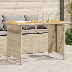 vidaXL, vidaXL Gartentisch mit Holzplatte Beige 110x68x70 cm Poly Rattan