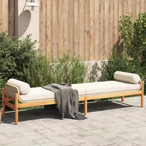 vidaXL, vidaXL Gartenbank mit Kissen Beige Poly Rattan Akazie