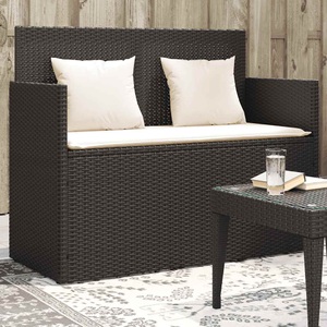 vidaXL, vidaXL Gartenbank mit Kissen Schwarz Poly Rattan