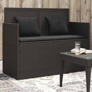 vidaXL, vidaXL Gartenbank mit Kissen Schwarz Poly Rattan