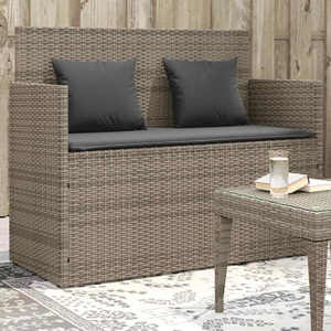 vidaXL, vidaXL Gartenbank mit Kissen Grau Poly Rattan