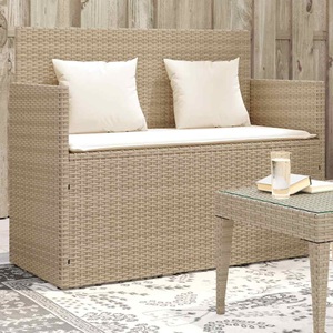 vidaXL, vidaXL Gartenbank mit Kissen Beige Poly Rattan