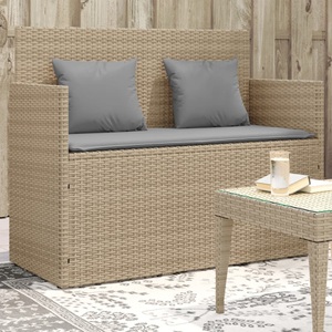 vidaXL, vidaXL Gartenbank mit Kissen Beige Poly Rattan, vidaXL Gartenbank mit Kissen Beige Poly Rattan