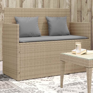 vidaXL, vidaXL Gartenbank mit Kissen Beige Poly Rattan