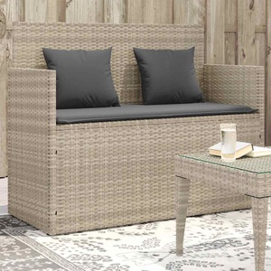 vidaXL, vidaXL Gartenbank mit Kissen Hellgrau Poly Rattan
