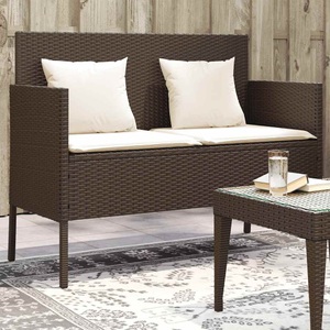 vidaXL, vidaXL Gartenbank mit Kissen Braun Poly Rattan