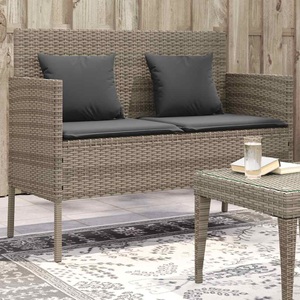 vidaXL, vidaXL Gartenbank mit Kissen Grau Poly Rattan