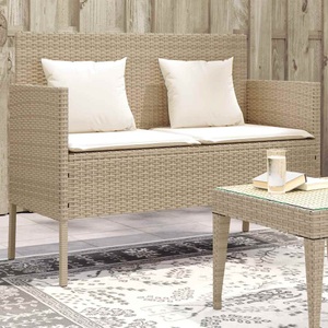 vidaXL, vidaXL Gartenbank mit Kissen Beige Poly Rattan