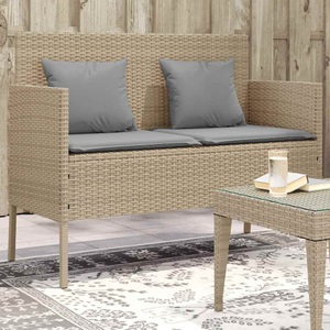 vidaXL, vidaXL Gartenbank mit Kissen Beige Poly Rattan