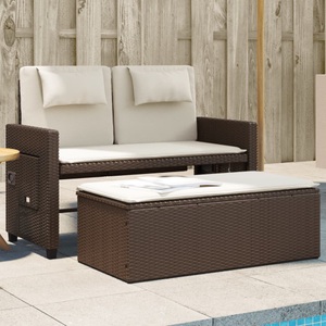 vidaXL, vidaXL Gartenbank Verstellbar mit Kissen Braun Poly Rattan
