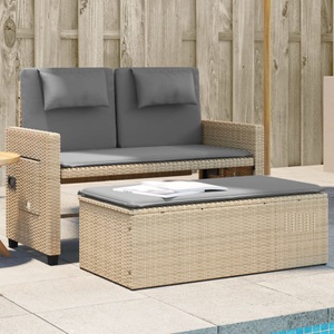 vidaXL, vidaXL Gartenbank Verstellbar mit Kissen Beige Poly Rattan