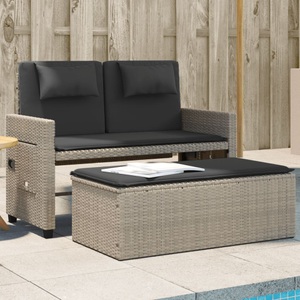 vidaXL, vidaXL Gartenbank Verstellbar mit Kissen Hellgrau Poly Rattan