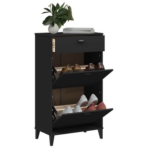 vidaXL, vidaXL Schuhschrank VIKEN Schwarz Massivholz Kiefer
