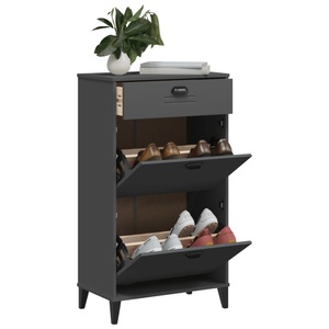 vidaXL, vidaXL Schuhschrank VIKEN Anthrazit Massivholz Kiefer