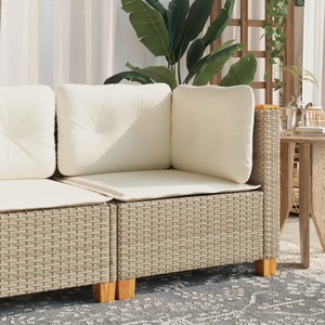 vidaXL, vidaXL Garten-Ecksofa mit Kissen Beige Poly Rattan